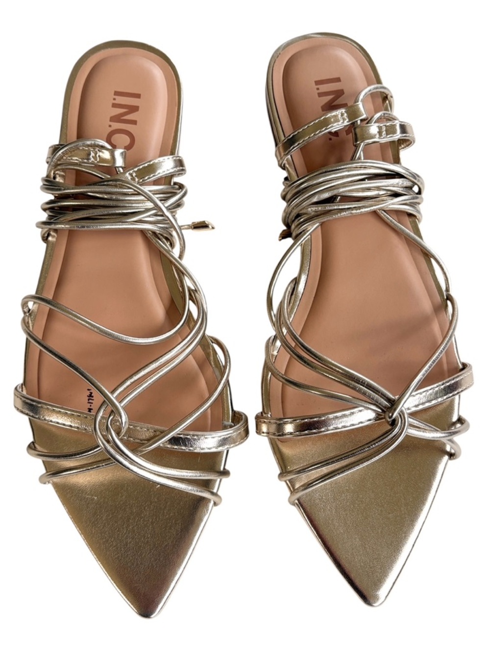 NEW INC International Concepts Ankle Wrap Sandals Gold Size 7.5